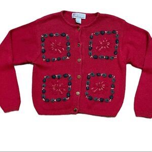 Vintage Christmas Cardigan Sweater, Size Small